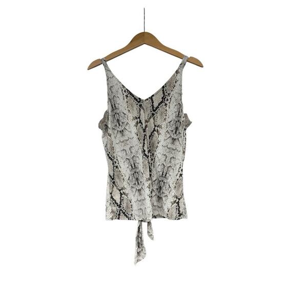 Blu Pepper Boutique Tie Front Lace Trim Tank Top Cami Snake Womens Large New - Picture 4 of 6